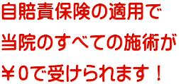 自賠責保険の適用で  当院のすべての施術が  ￥０で受けられます！